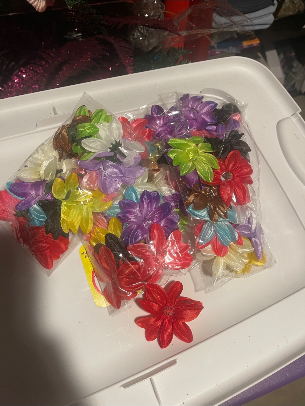 Colorful Flower craft heads lily with rhinestone Centers five dozen.